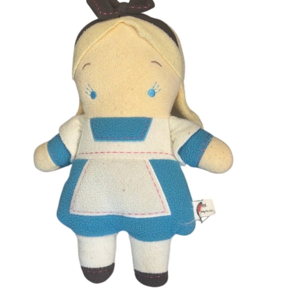 Disney Parks Alice in Wonderland Plush Fleece Doll Blue White Dress